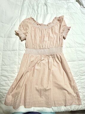 J. Crew Pink Gingham Smocked-Waist Ruffle Sleeve Dress